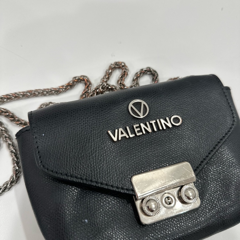 Valentino Black Crossbody Bag with Silver Accents